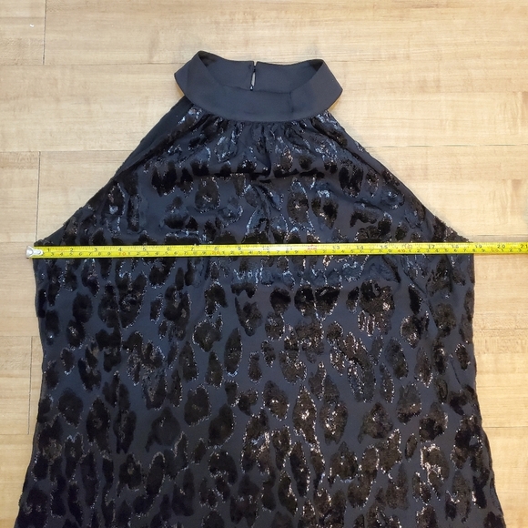 WHBM Leopard Velvet Halter Top Black Size Small 4 - Picture 5 of 10